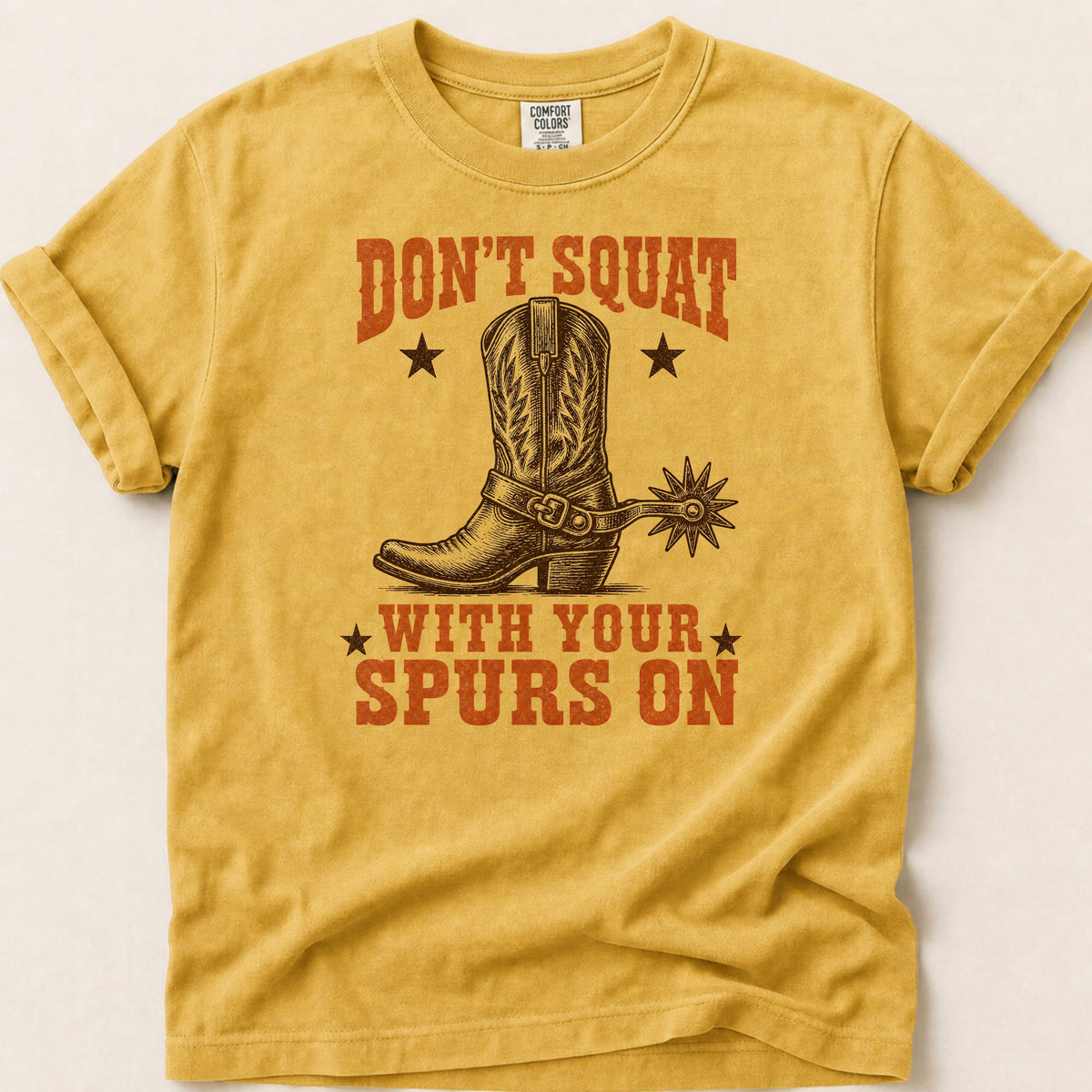 Dont Squat Boot T-shirt on Mustard