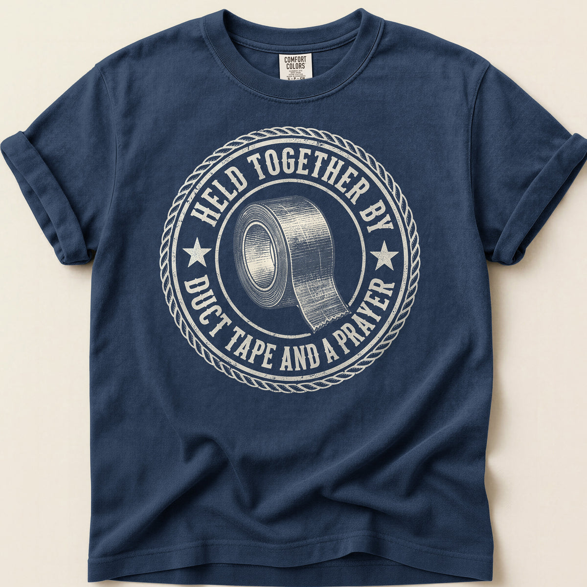 Duct Tape And A Prayer T-shirt on Navy