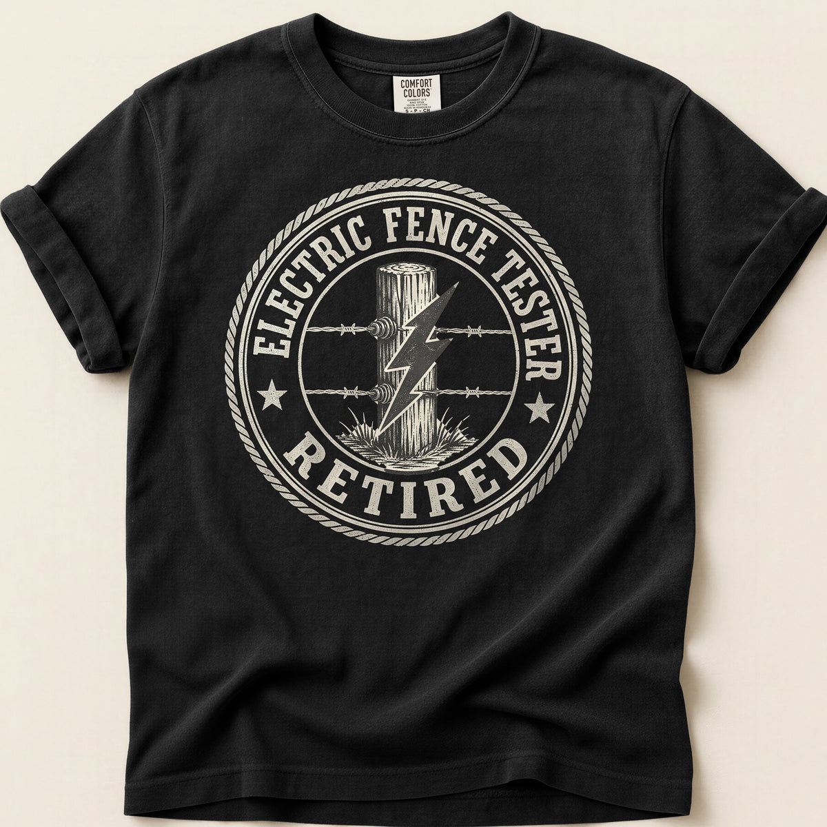 Electric Fence Tester T-shirt on Black