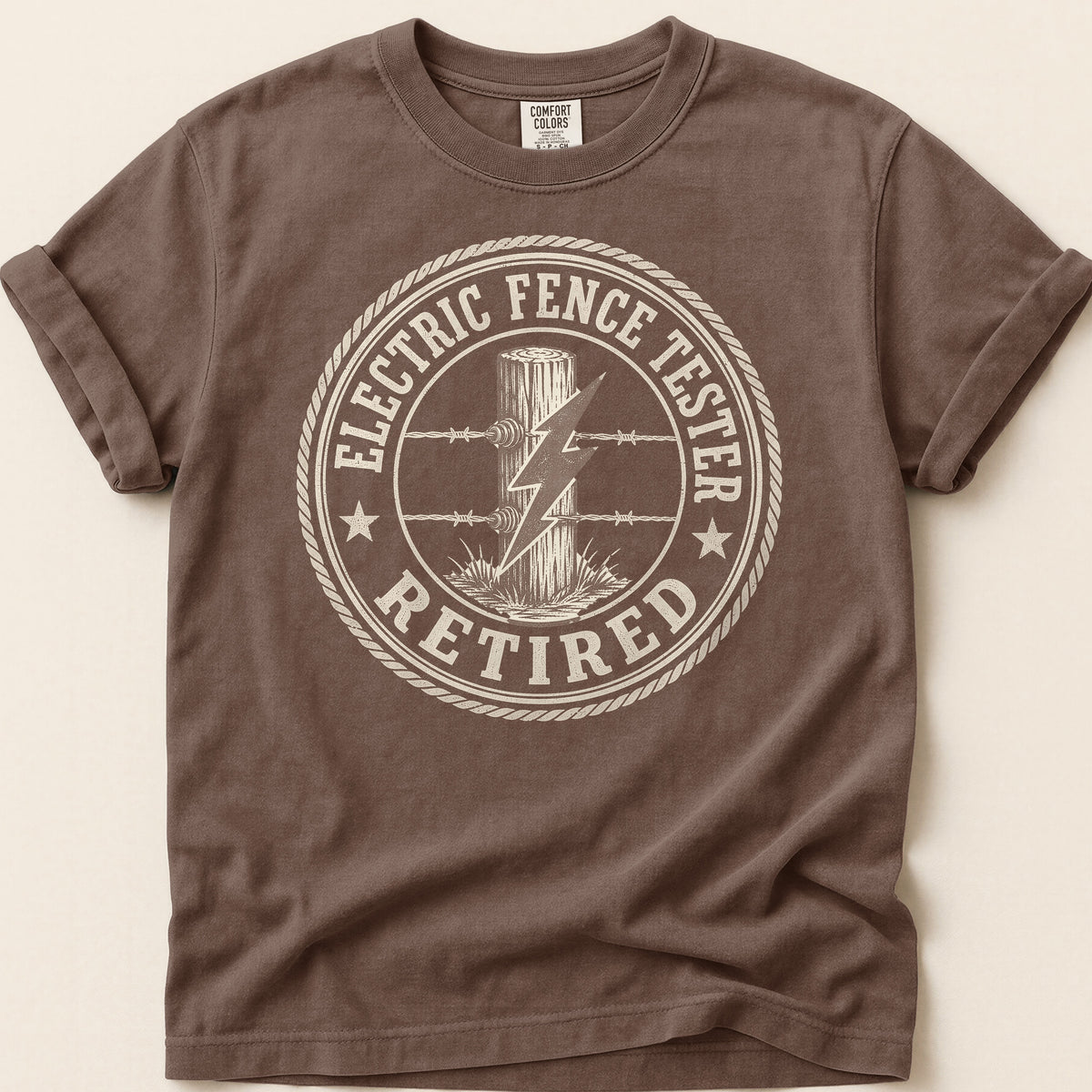 Electric Fence Tester T-shirt on Espresso