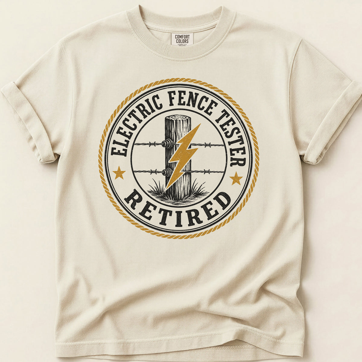 Electric Fence Tester T-shirt on Ivory