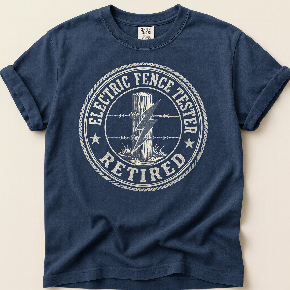 Electric Fence Tester T-shirt on Navy