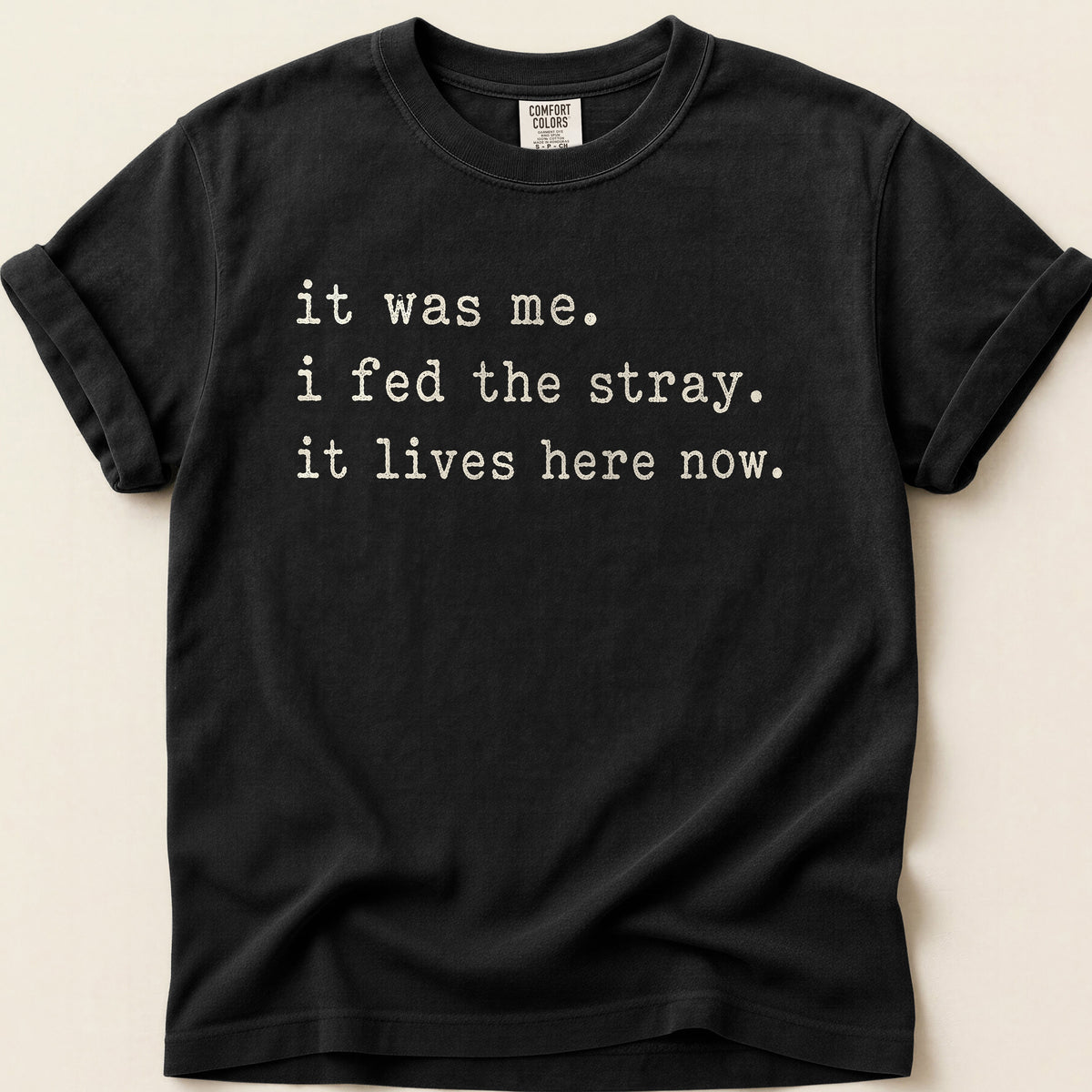 Fed The Stray T-shirt on Black