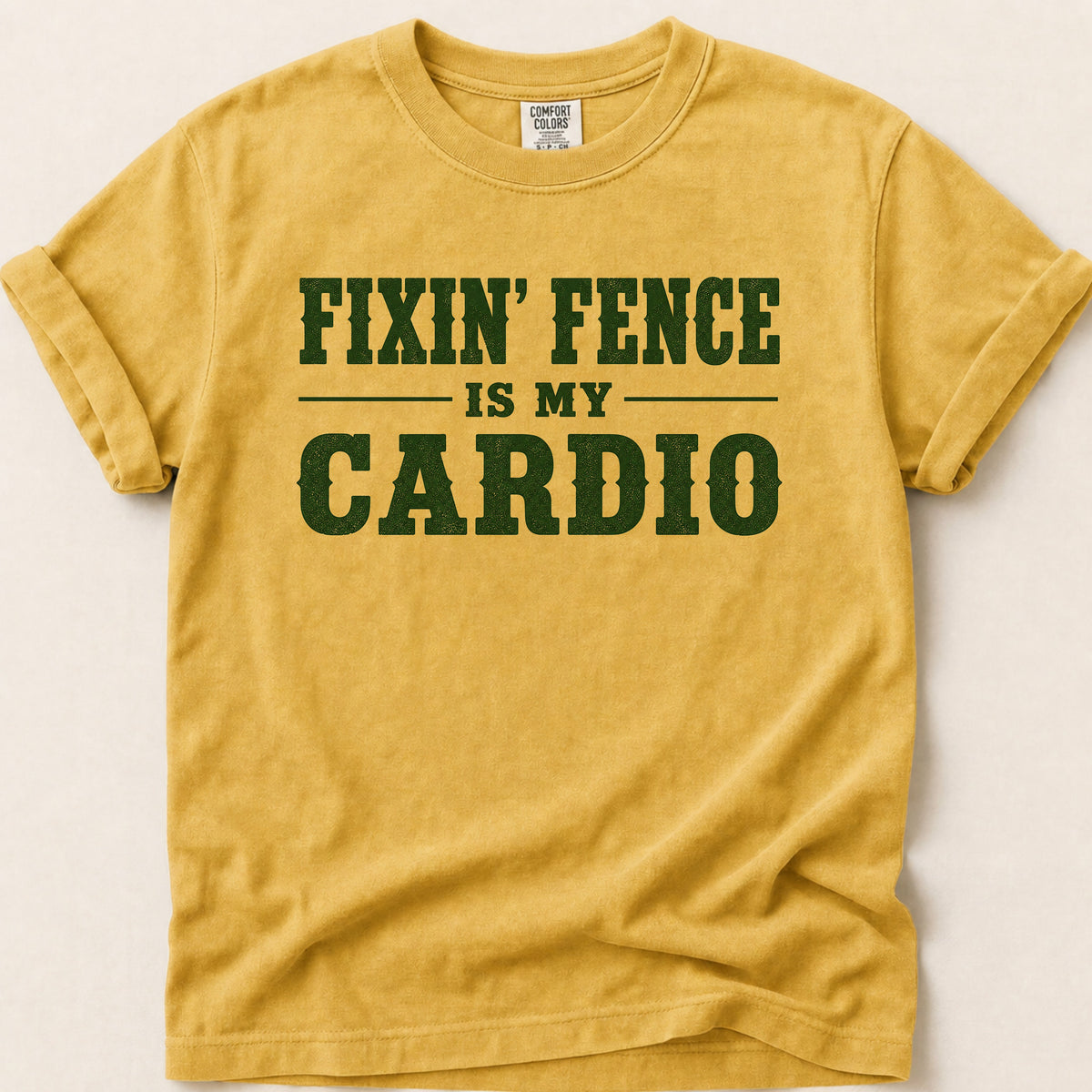 Fixin Fence Cardio T-shirt on Mustard