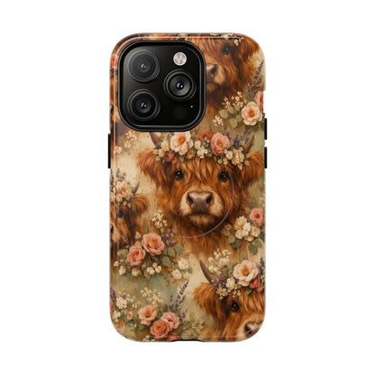 Floral Highland Cow Magnetic Case