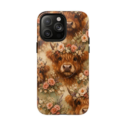 Floral Highland Cow Magnetic Case