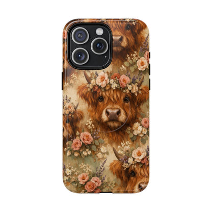 Floral Highland Cow Magnetic Case