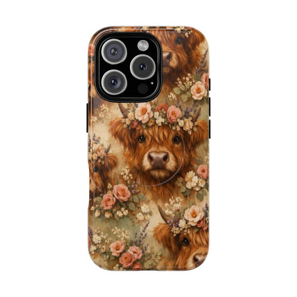 Floral Highland Cow Magnetic Case