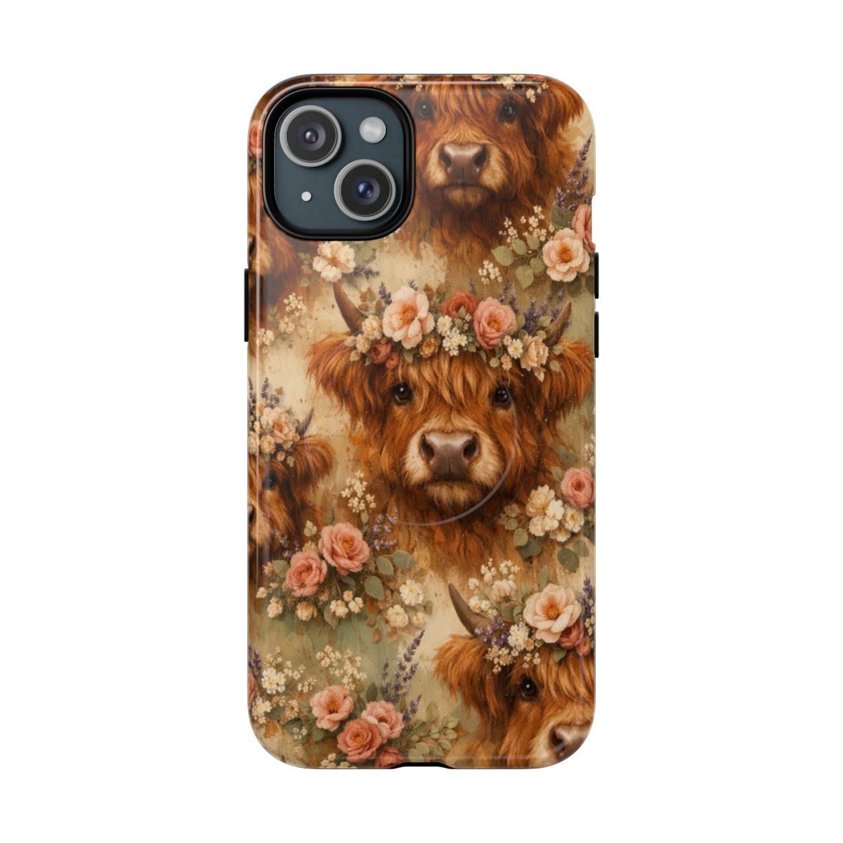 Floral Highland Cow Magnetic Case