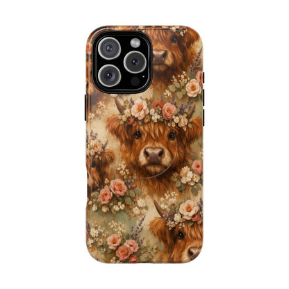 Floral Highland Cow Magnetic Case
