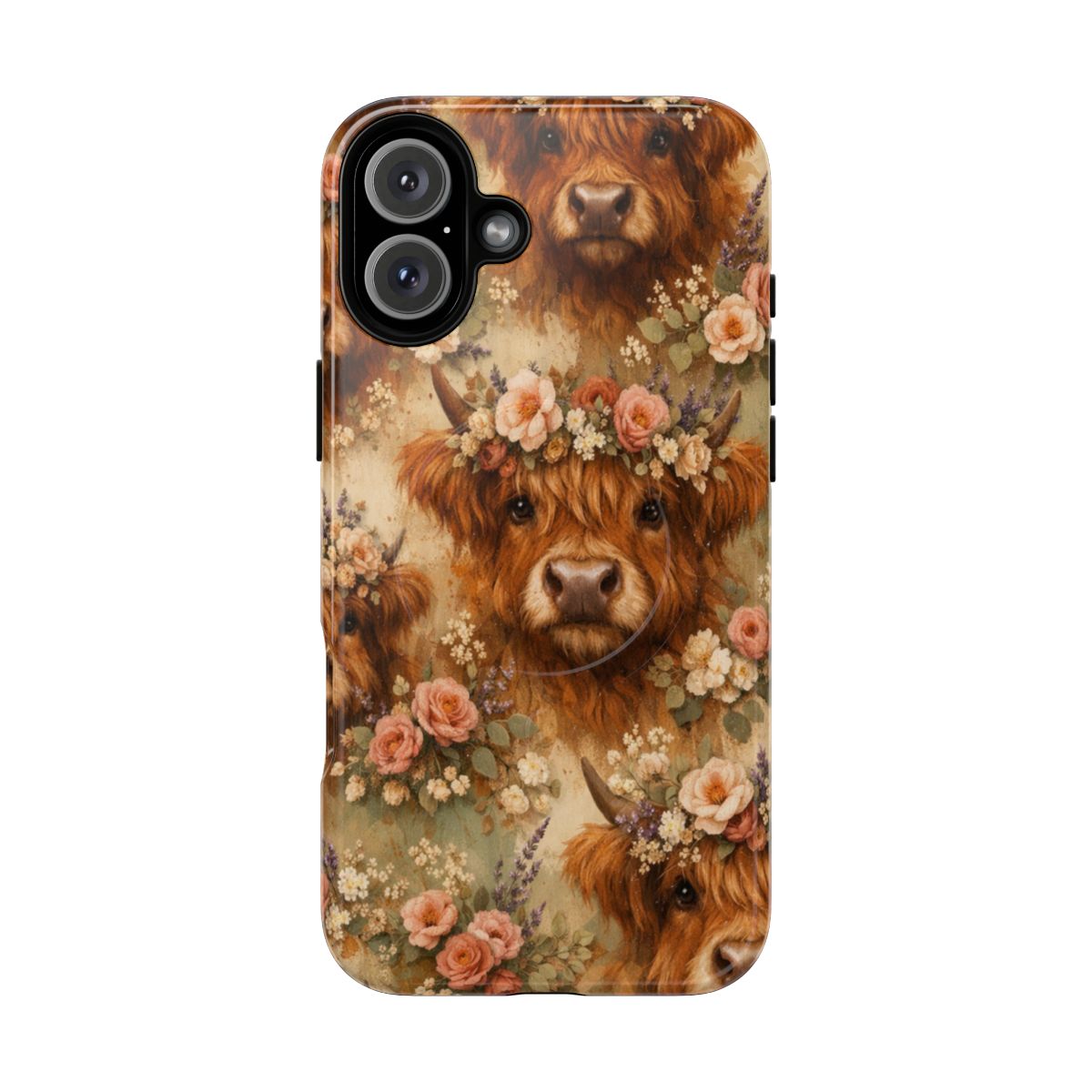 Floral Highland Cow Magnetic Case