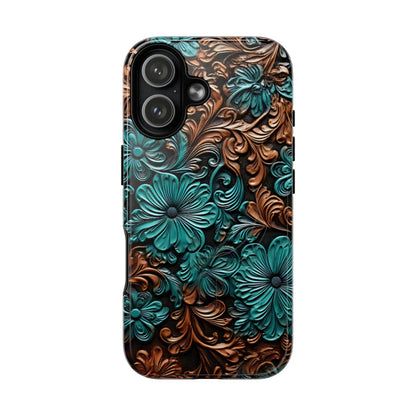 Faux Tooled Floral Magnetic Case