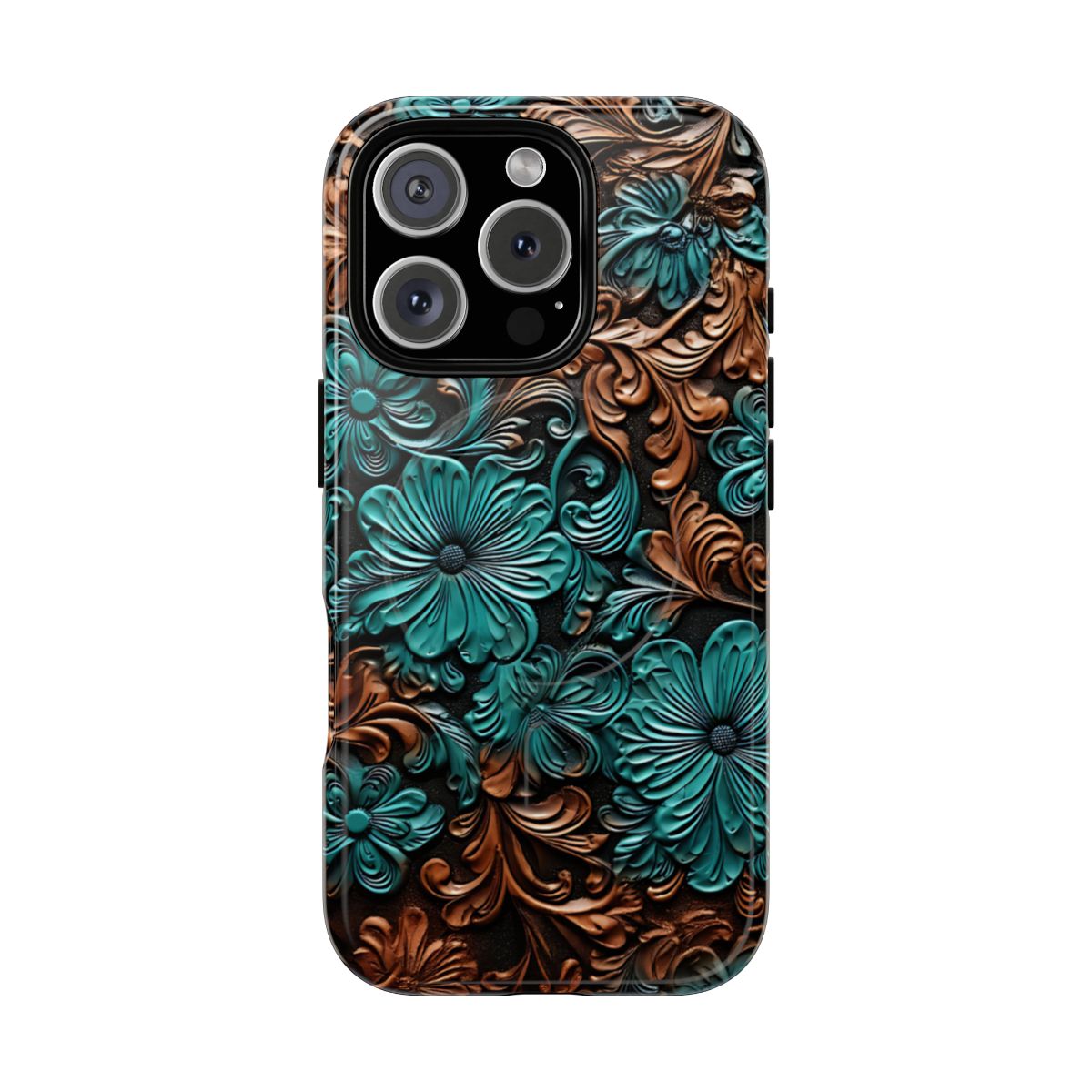 Faux Tooled Floral Magnetic Case