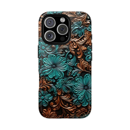 Faux Tooled Floral Magnetic Case
