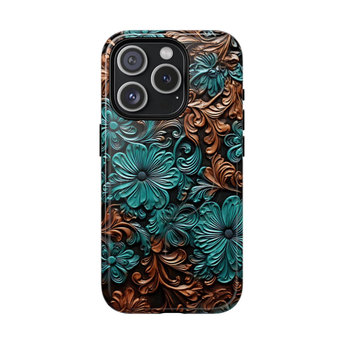 Faux Tooled Floral Magnetic Case