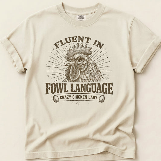 Fluent In Fowl T-Shirt on Ivory