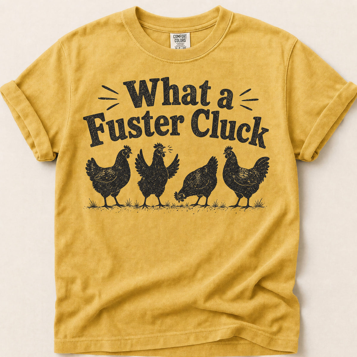 Fuster Cluck T-shirt on Mustard
