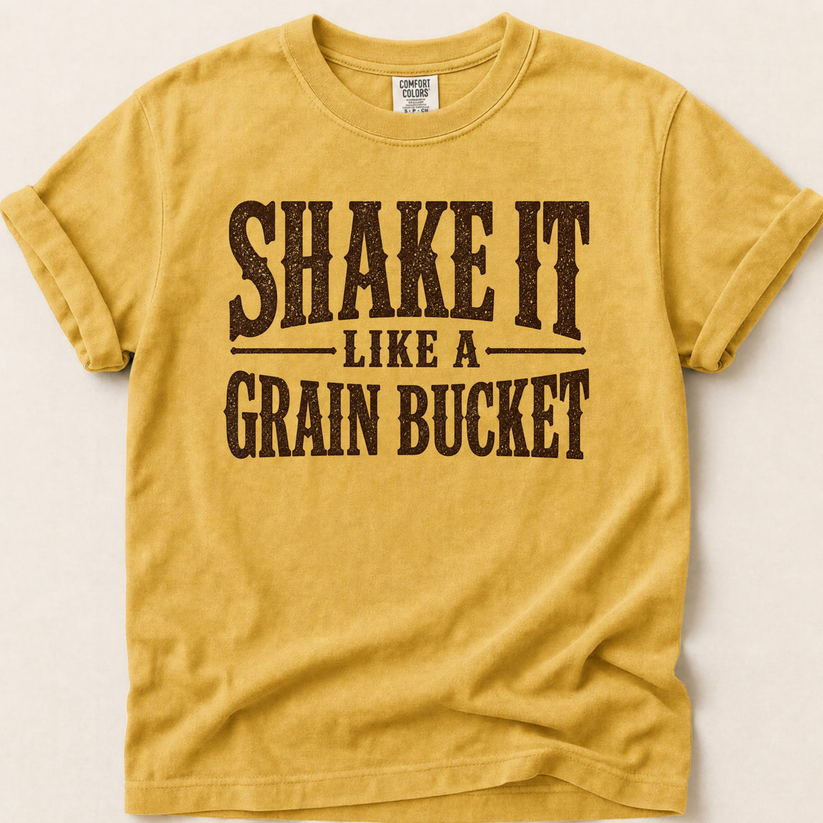 Grain Bucket T-shirt on Mustard