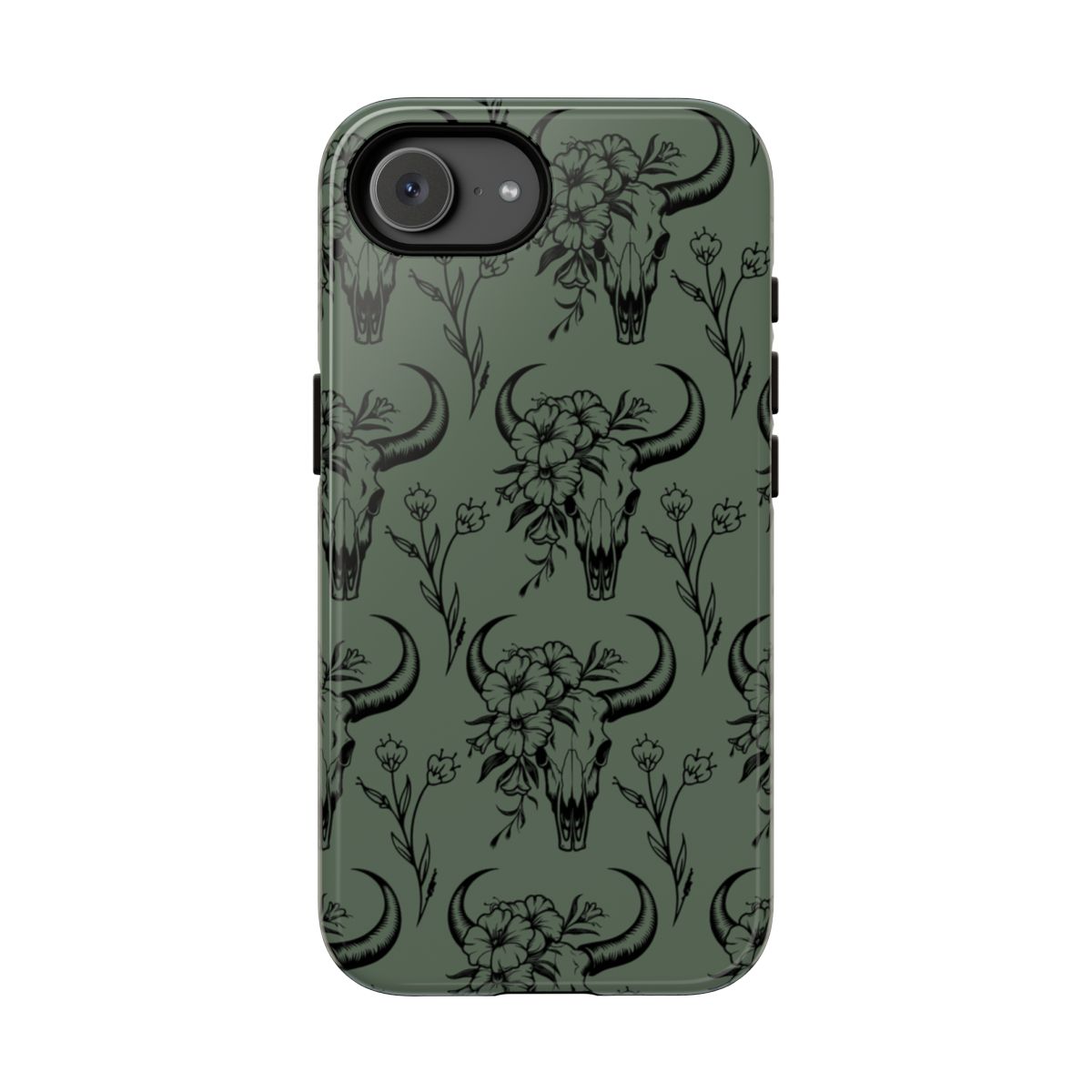 Green Floral Skull Tough Case - iPhone 17e