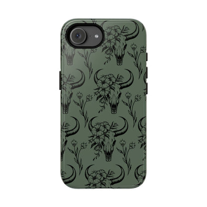 Green Floral Skull Tough Case - iPhone 17e