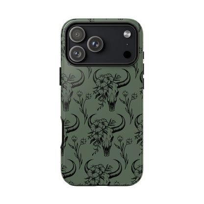 Green Floral Skull Tough Case - iPhone 18 Pro Max