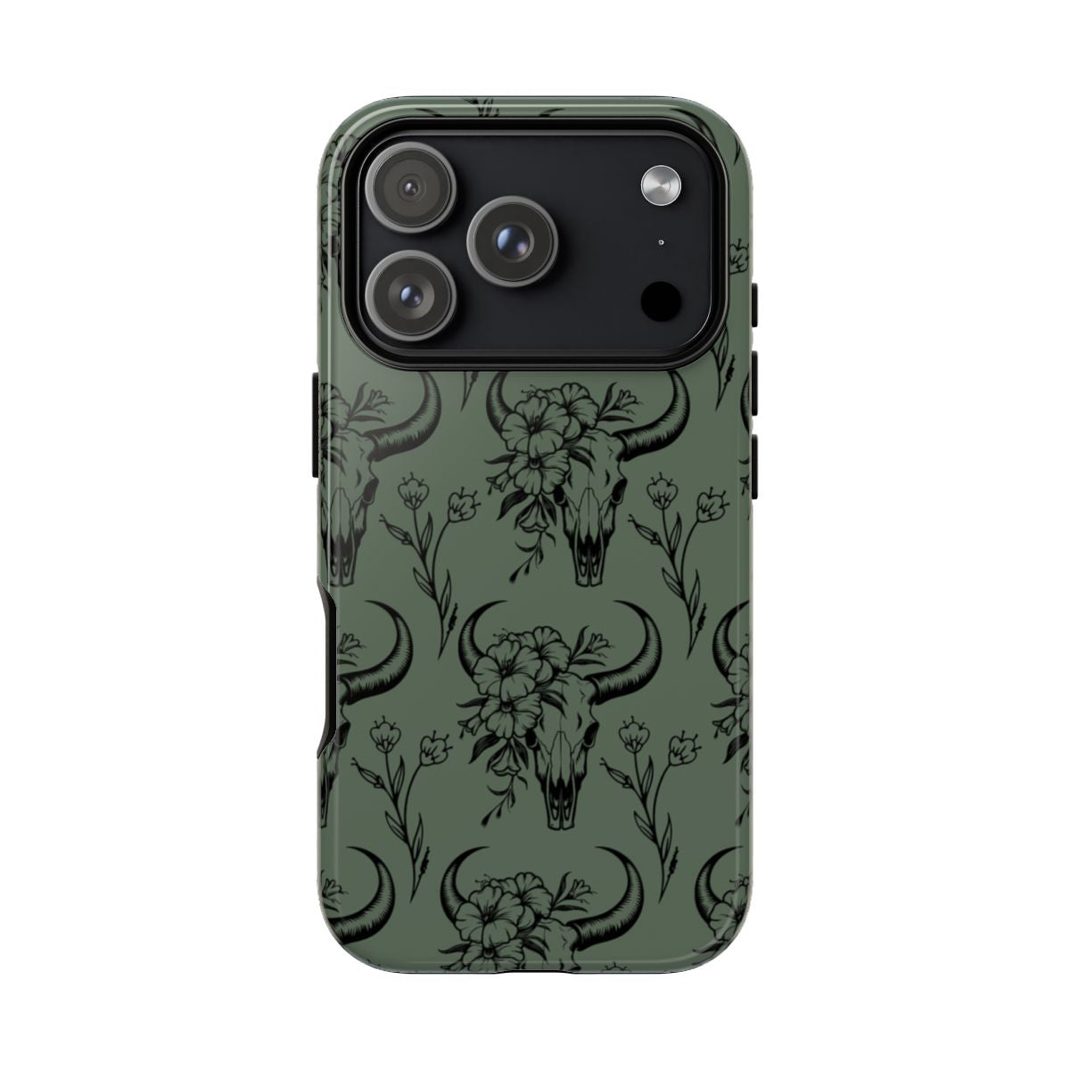 Green Floral Skull Tough Case - iPhone 18 Pro