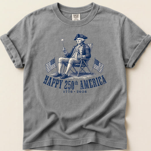 Happy 250th T-shirt on Grey