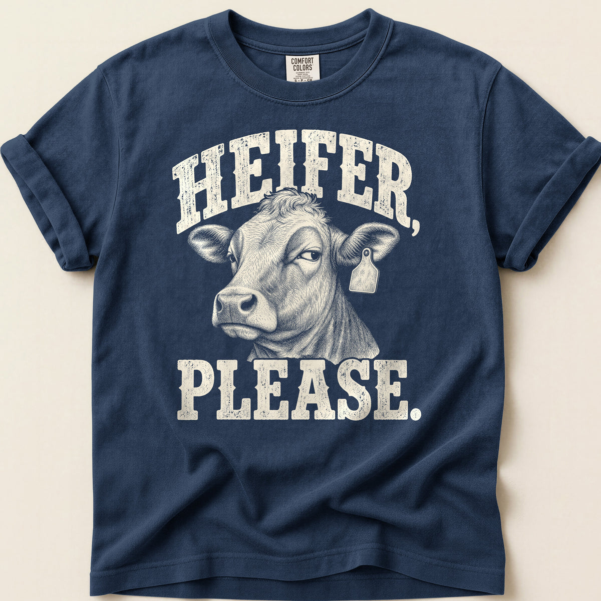Heifer Please T-shirt on Navy