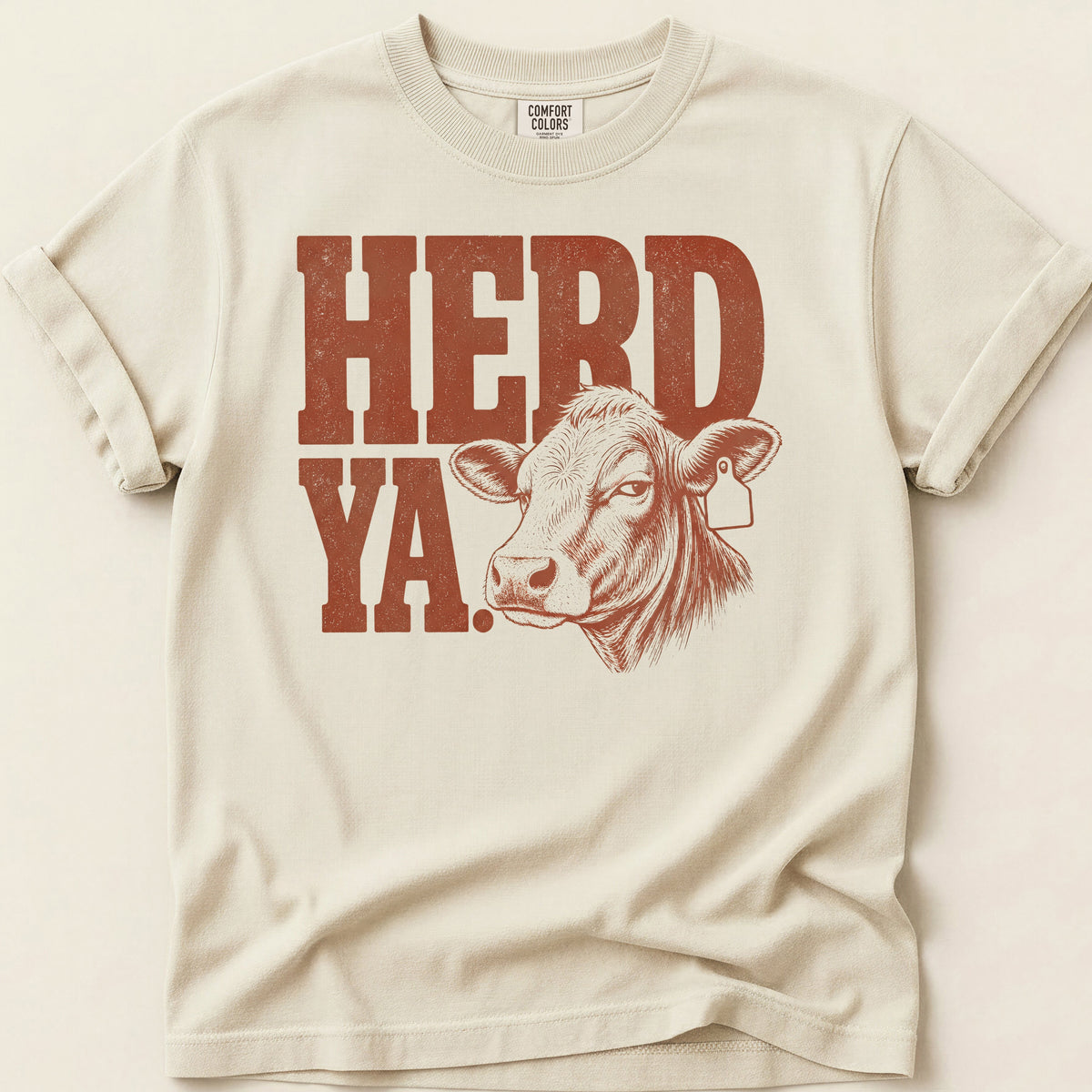 Herd Ya Red T-shirt on Ivory