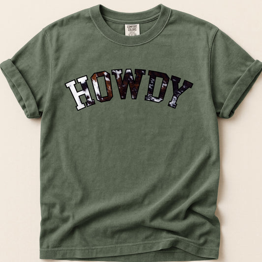 Howdy Cowhide T-shirt on Moss