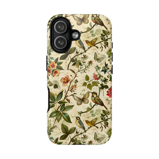 Colorful Vintage Birds Butterflies Tough Phone Case