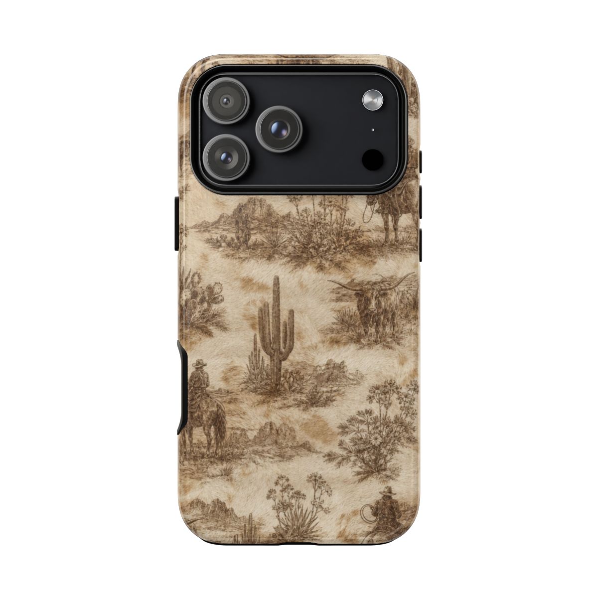Ivory Cowhide Toile Tough Case - iPhone 18 Pro Max