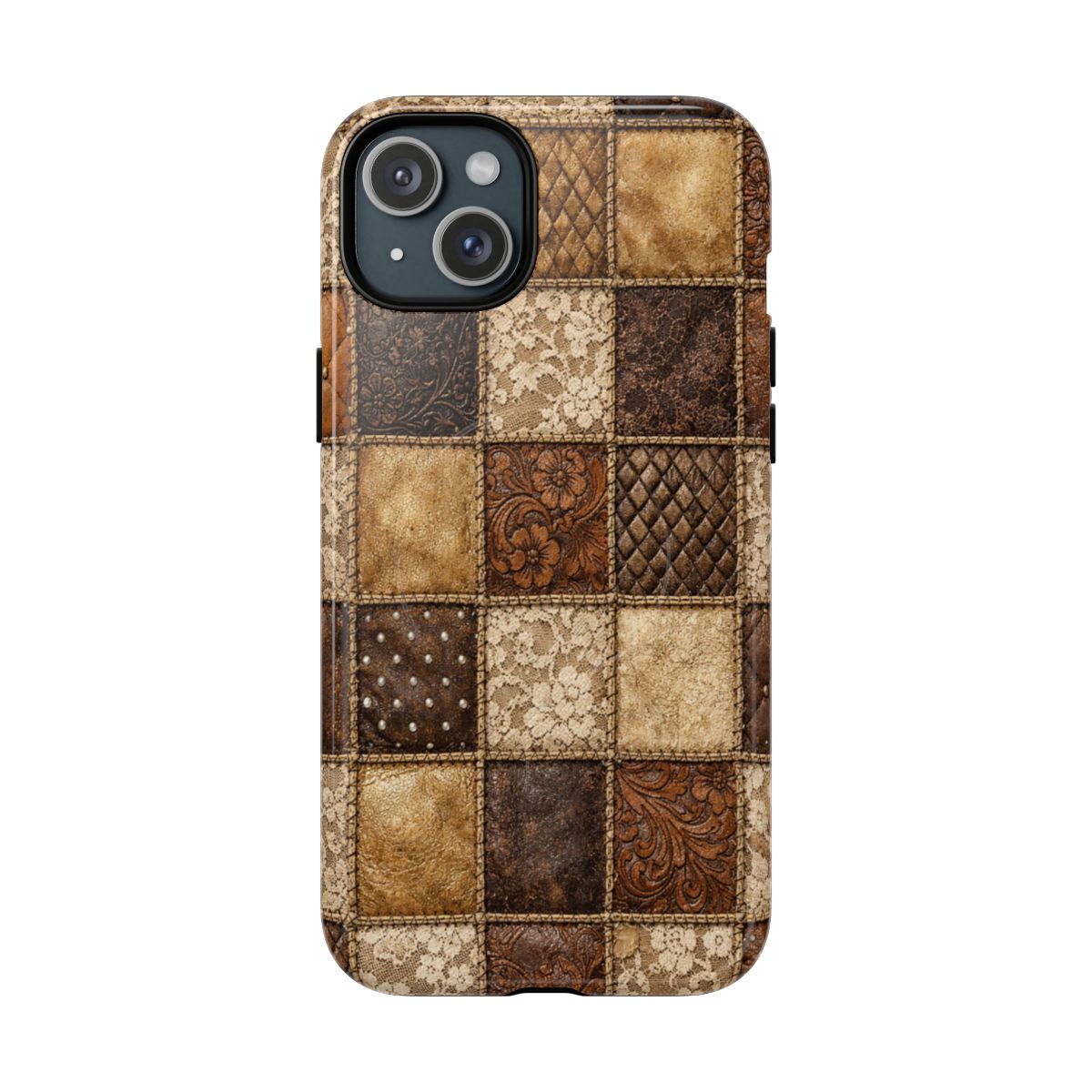Leather Lace Patchwork Magnetic Case