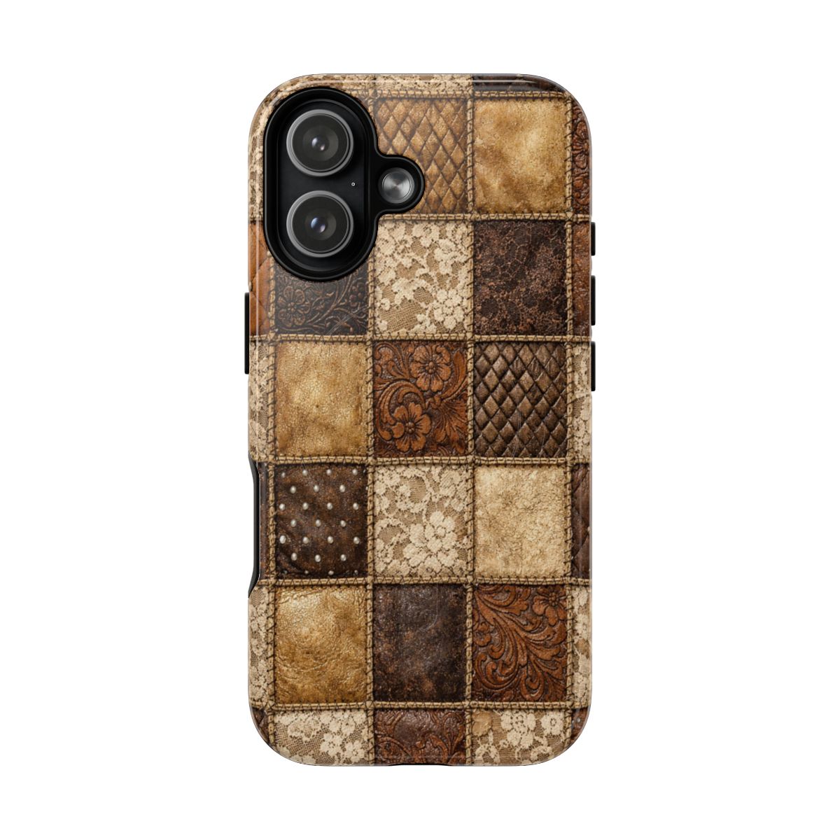 Leather Lace Patchwork Magnetic Case