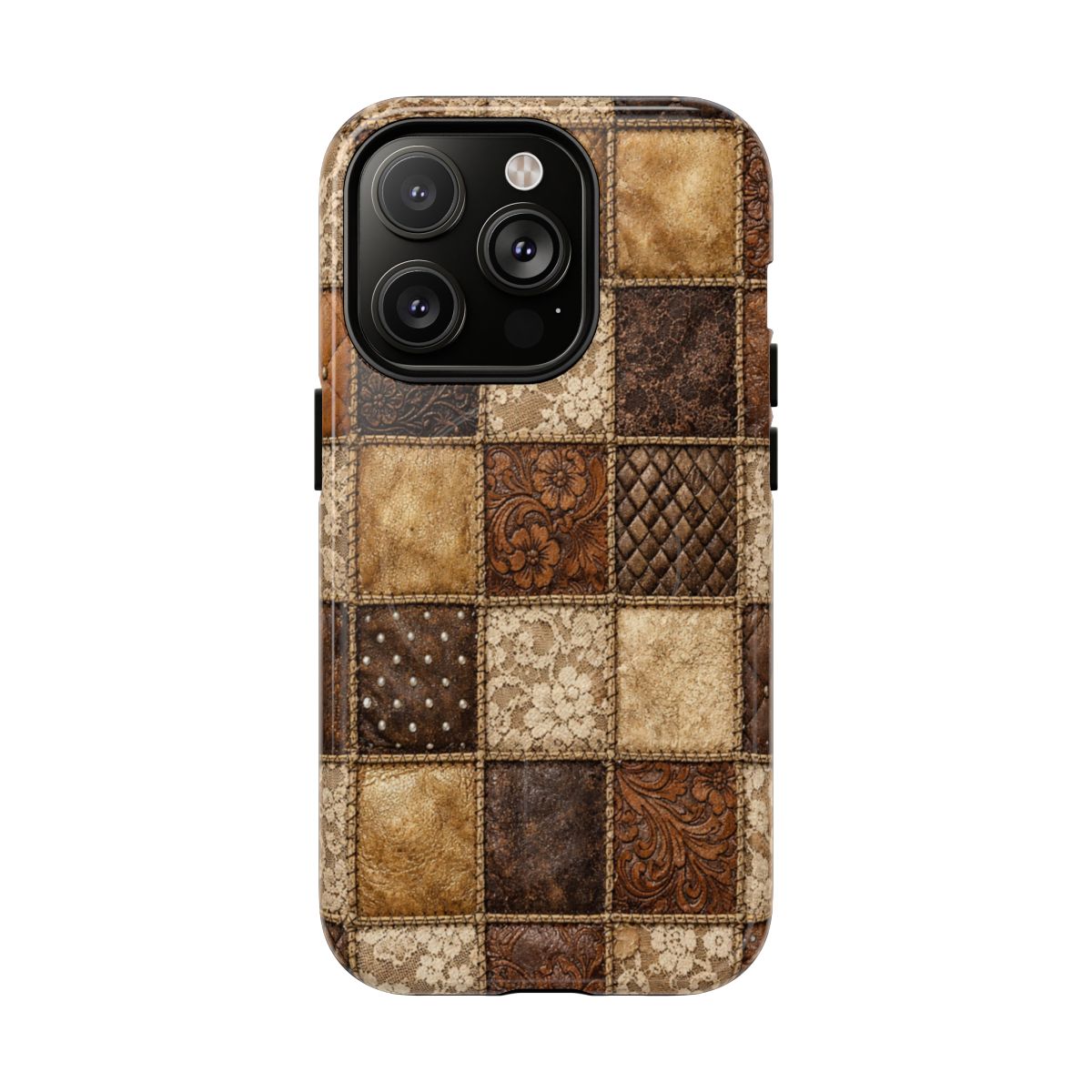 Leather Lace Patchwork Magnetic Case