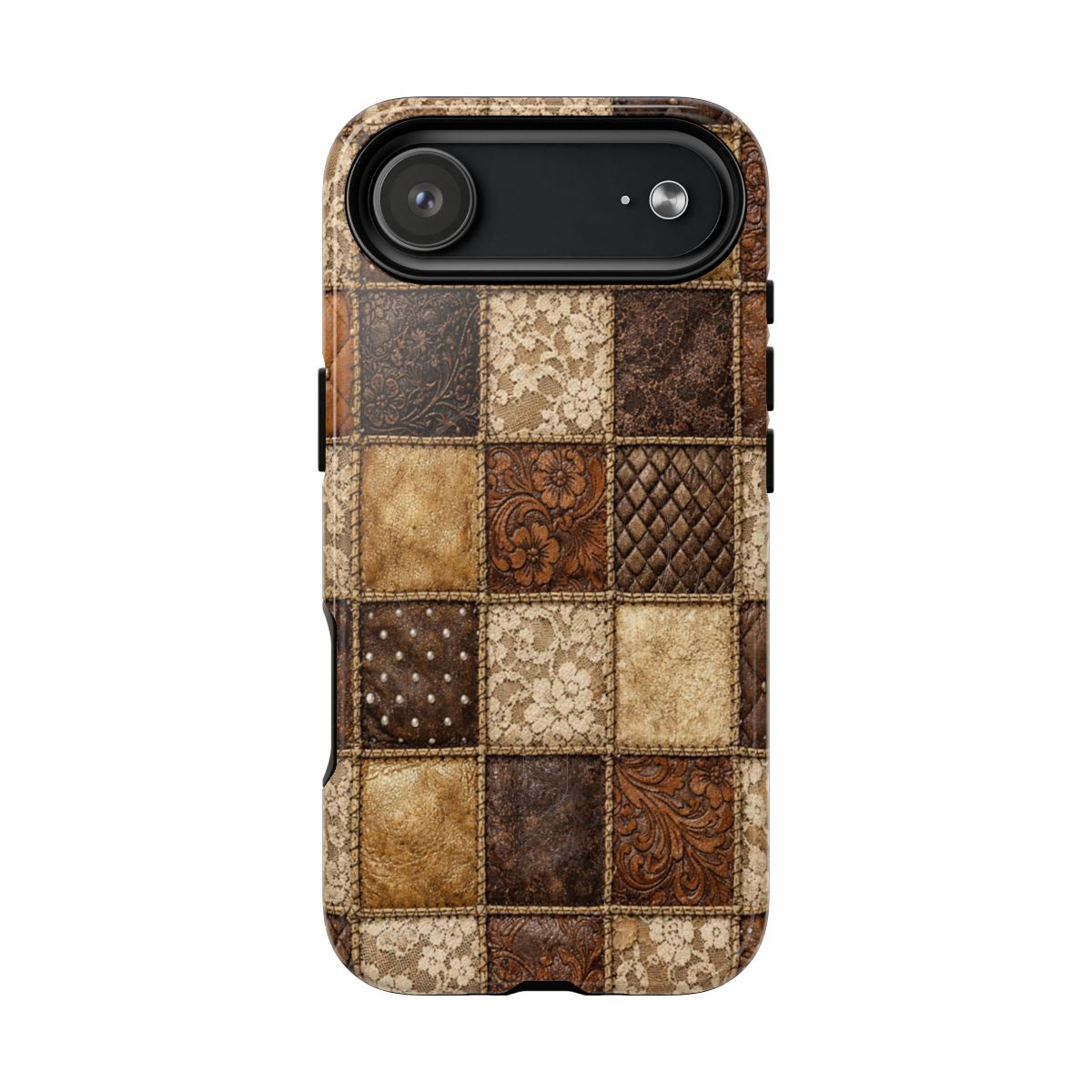 Leather Lace Patchwork Magnetic Case