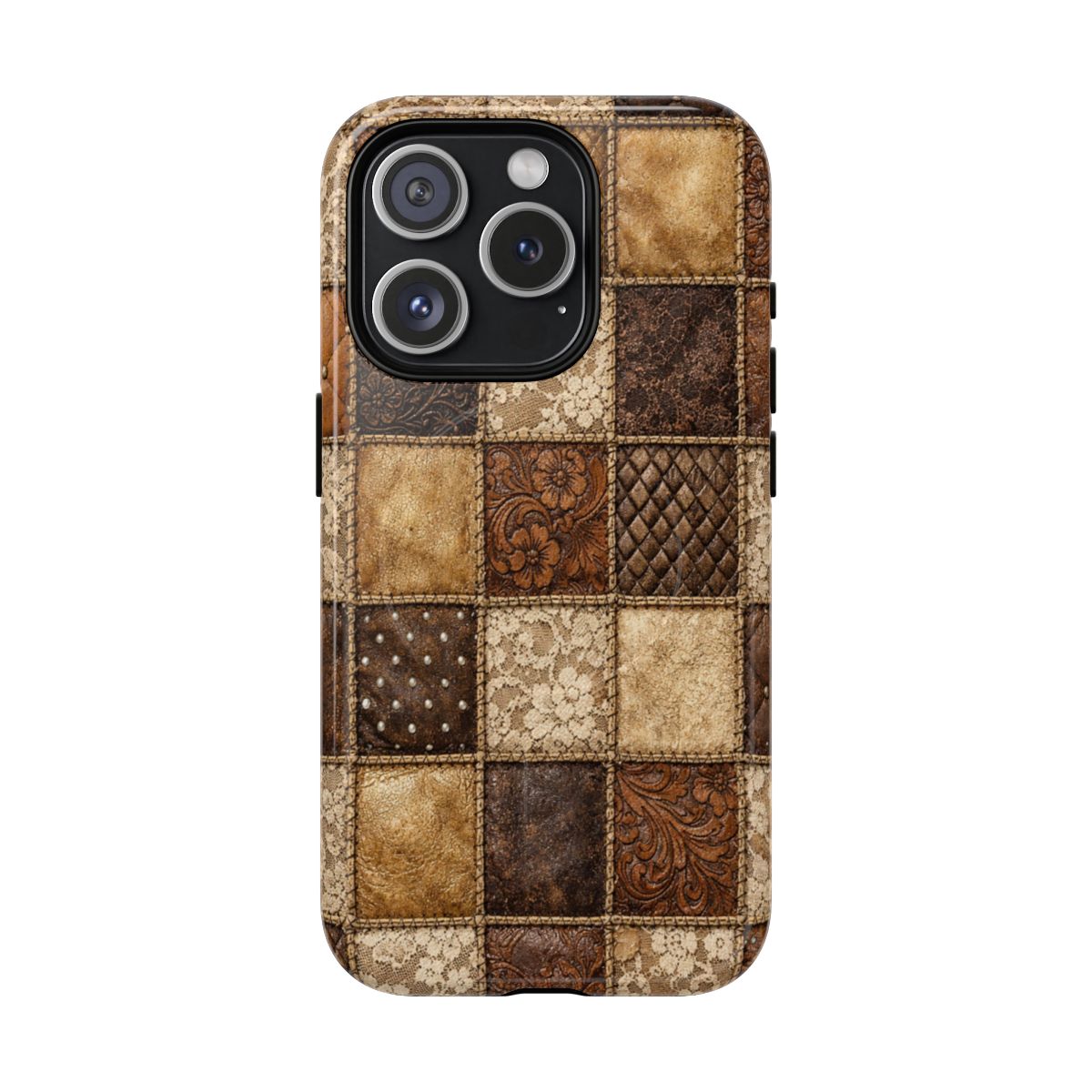 Leather Lace Patchwork Magnetic Case