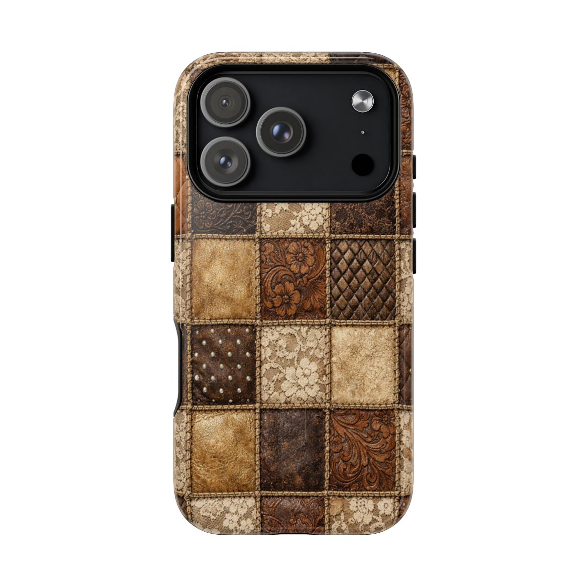 Leather Lace Patchwork Magnetic Case