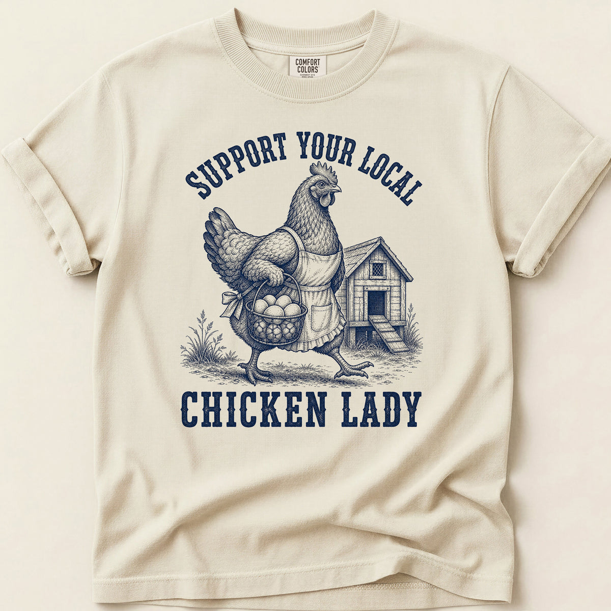 Local Chicken Lady T-shirt on Ivory