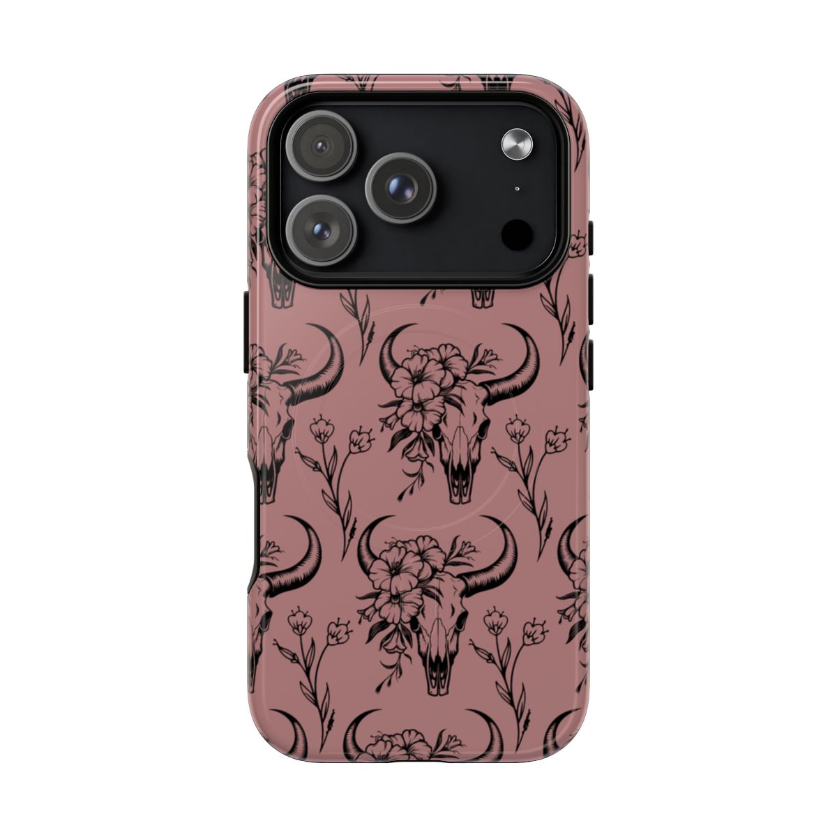 Mauve Floral Skull Magnetic Case