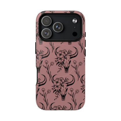 Mauve Floral Skull Magnetic Case