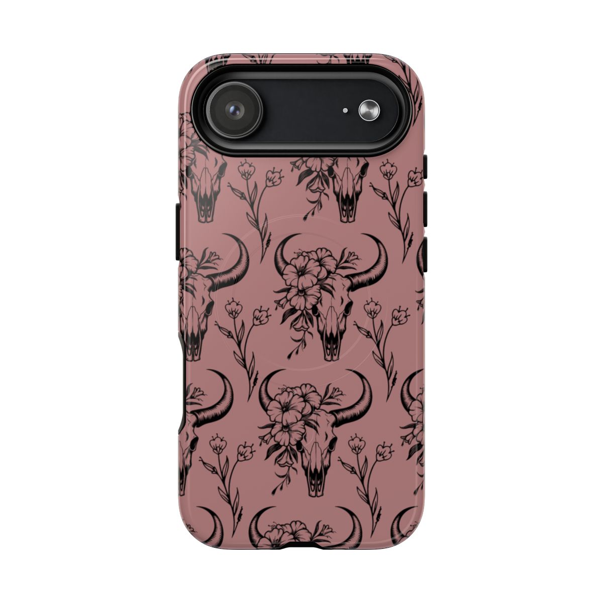 Mauve Floral Skull Magnetic Case