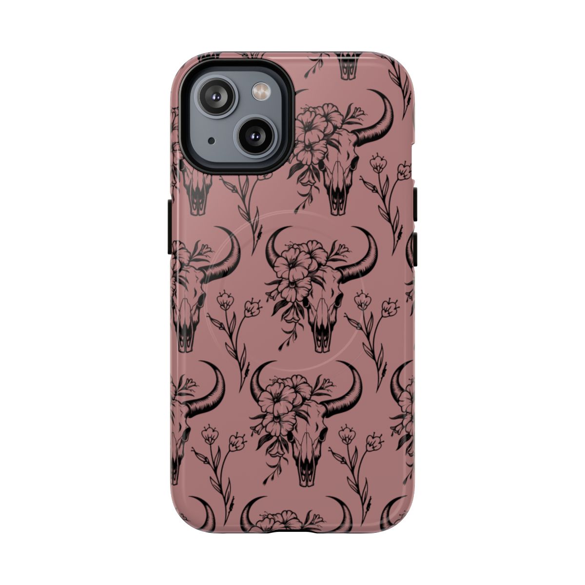 Mauve Floral Skull Magnetic Case