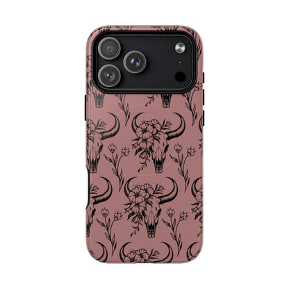 Mauve Floral Skull Magnetic Case