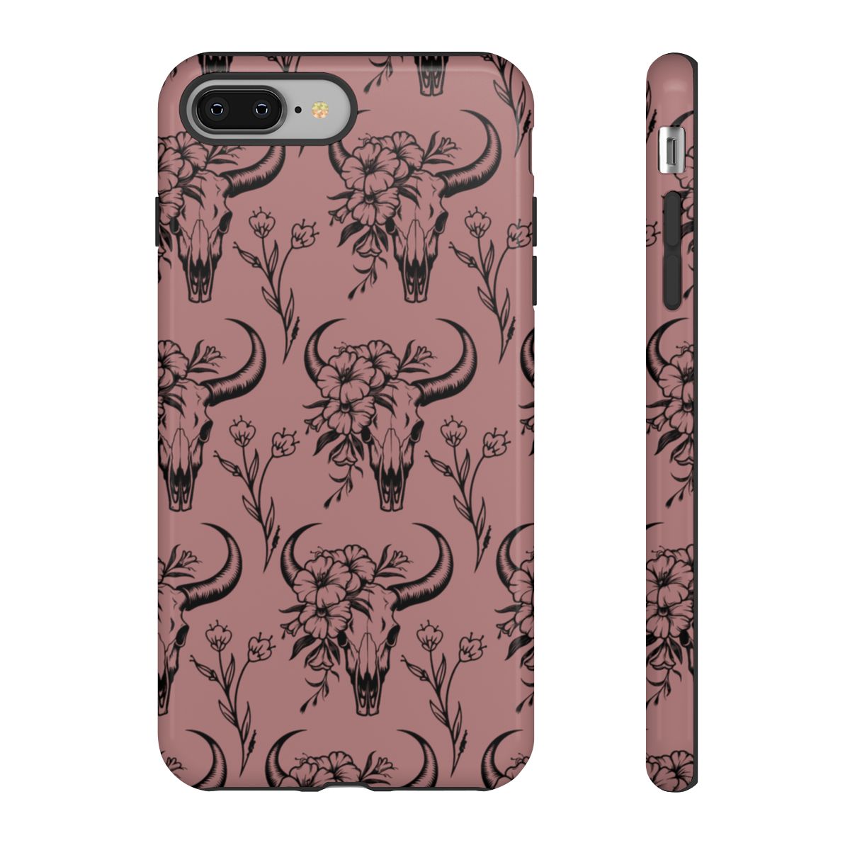 Mauve Floral Skull Tough Case