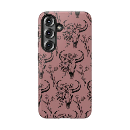 Mauve Floral Skull Tough Case