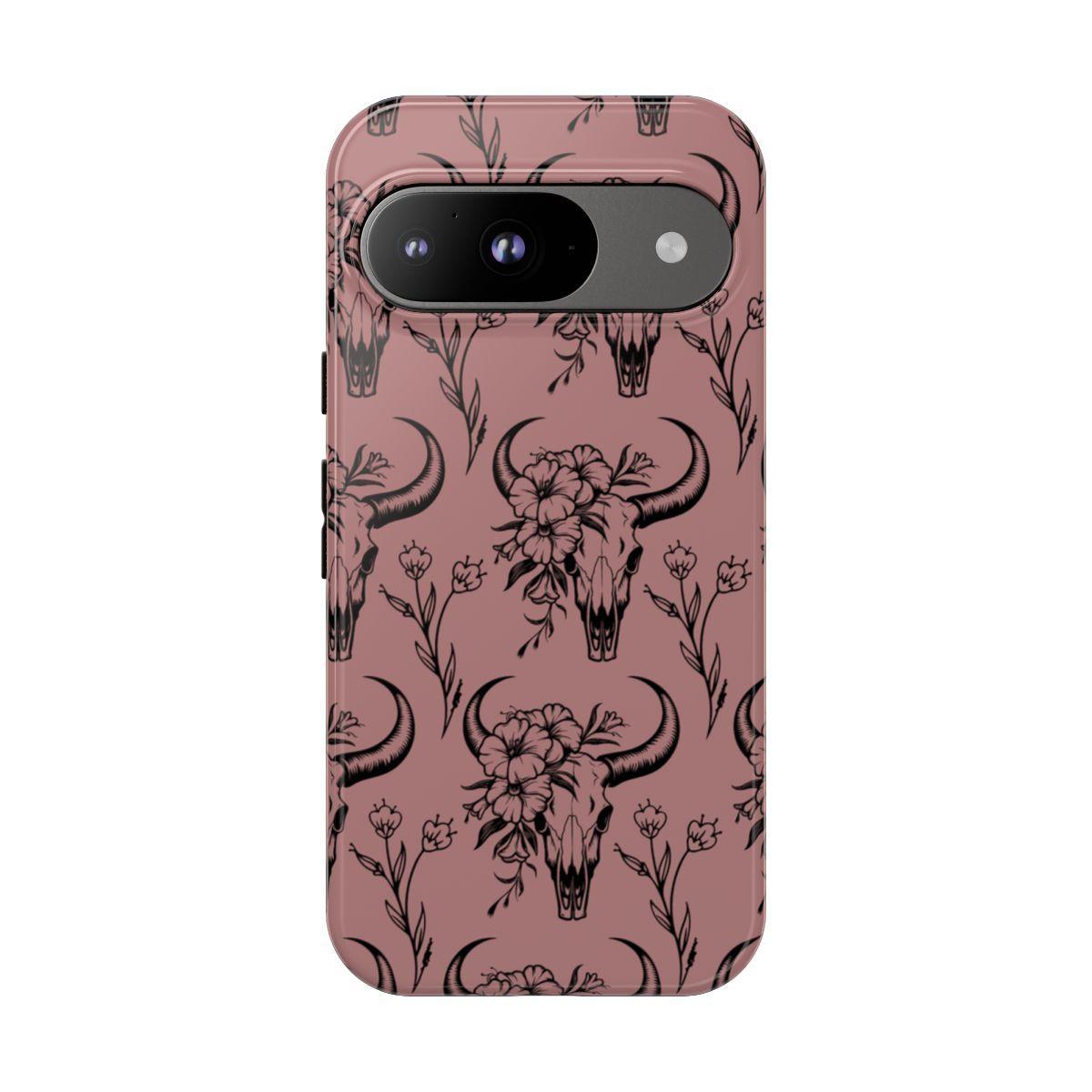 Mauve Floral Skull Tough Case