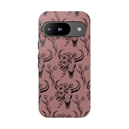 Mauve Floral Skull Tough Case