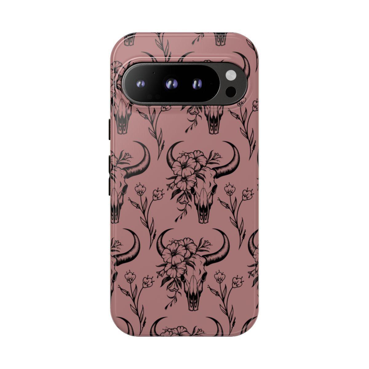 Mauve Floral Skull Tough Case