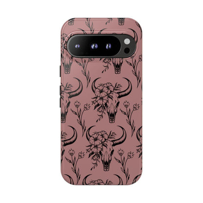 Mauve Floral Skull Tough Case